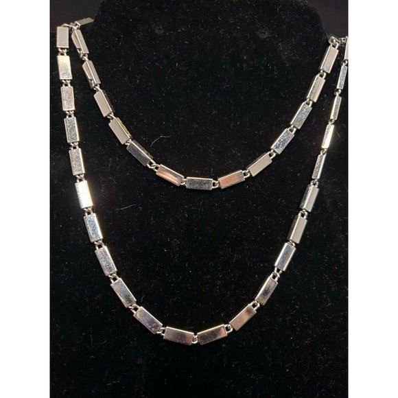 Monet Silver Tone Rectangle Bead Chain Necklace - Picture 1 of 5